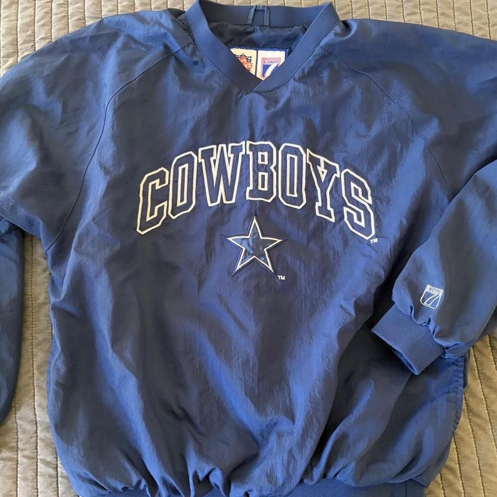 Cowboys Logo-7 Men's Navy and Blue Sweatshirt Windbreaker